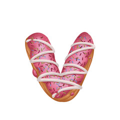 Sweet Pink Birthday Cake and Donut Number – Cute Alphabet Decoration for Anniversary and Celebration Letter v