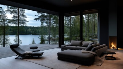 Modern Lakeside Living Room