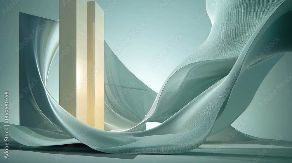 Poster luxurious abstract white and gray flowing texture, soft undulating waves creating a dynamic backgrou
