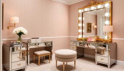 Glamorous Hollywood Regency Dressing Room Design