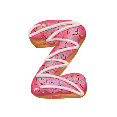 Sweet Pink Birthday Cake and Donut Number – Cute Alphabet Decoration for Anniversary and Celebration Letter Z