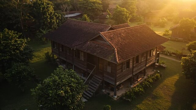 Aerial view of traditional malay house
