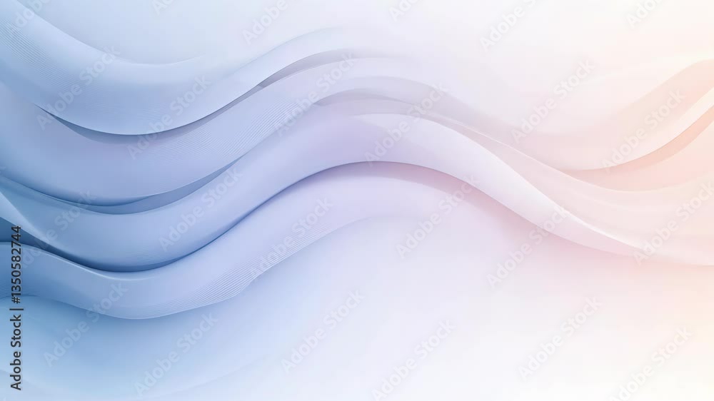 Wall mural looping animation abstract motion background flowing blue and white waves soft gradient, ideal calm 
