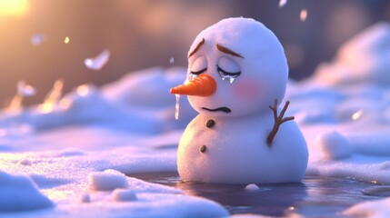 Melting Snowman in Snow