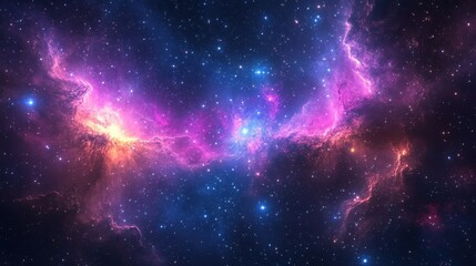 Fototapeta premium Cosmic Nebula Pink, blue gas clouds in space, stars. Background use