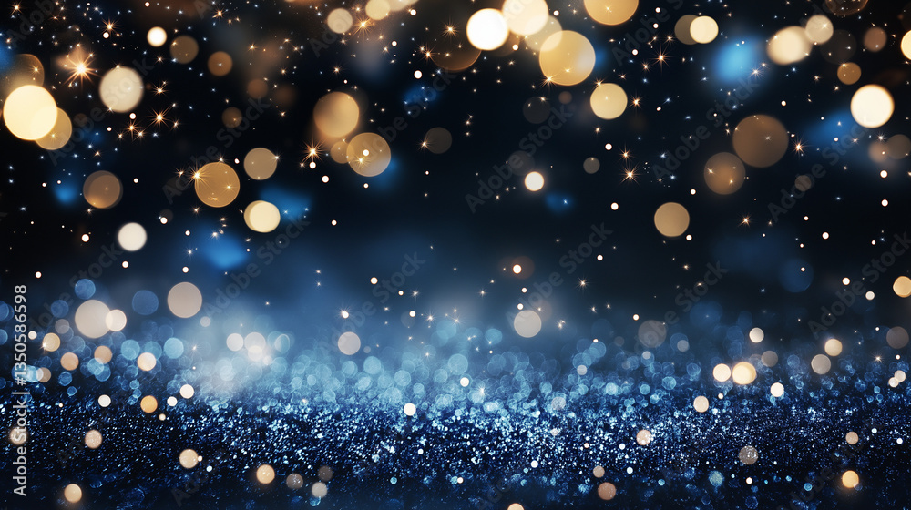 Wall mural shimmering celebration: capture the magic of a festive atmosphere, with glistening bokeh lights in a
