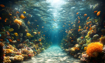 Obraz premium Vibrant coral reef underwater scene