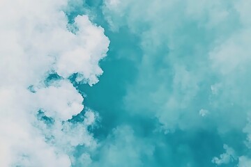 Teal Sky with Fluffy Cloudscape.