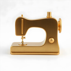 Sewing machine gold metal icon on white background. Generative AI