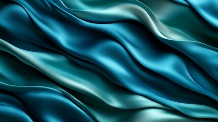Fototapeta premium A blend of silky royal blue and emerald green textures flowing smoothly in soft waves, creating a luxurious and elegant abstract pattern 