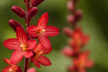 Fototapeta premium Stunning Red Flowers Blooming Close Up Nature Photography