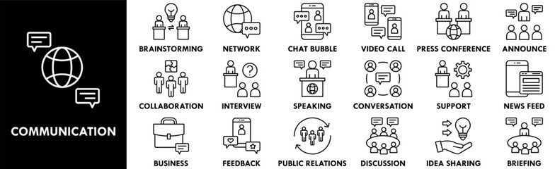 Fototapeta premium Communication icon collection set. Containing design communication, business, technology, network