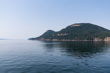 Panorama of the Strait of Georgia on a overcast cloudy summer day