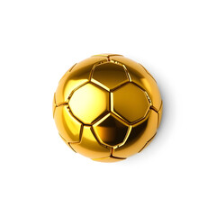 Fototapeta premium Soccer ball gold metal icon on white background. Generative AI