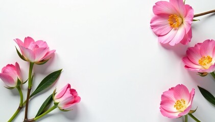 Fototapeta premium Clean, minimalist white backdrop for cosmetics , scene, flatlay