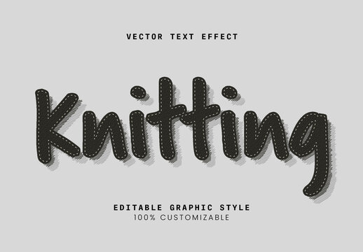 Black Stitched Outline Handmade Soft Fabric Text Effect
