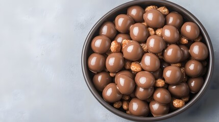 Delicious Chocolate Candy Bowl with Crunchy Topping