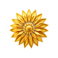Sunflower gold metal icon on white background. Generative AI