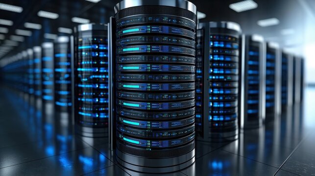 Advanced server unit displaying cutting-edge technology for efficient business data integration and management solutions - Powered by Adobe