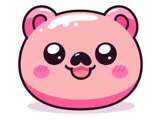 Cute pink bear head illustration