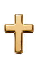 Obraz premium Shiny Gold Christian Cross Symbol on Transparent Background