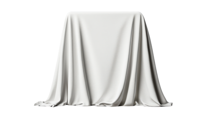 Elegant White Fabric Draped on Table Surface in Studio Setting