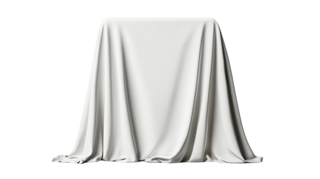 Elegant White Fabric Draped on Table Surface in Studio Setting