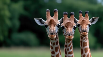 Obraz premium Three Giraffe Faces