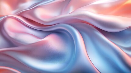 Obraz premium A smooth blend of silky pink and baby blue tones in gentle folds and ripples, creating an ethereal and delicate abstract background 
