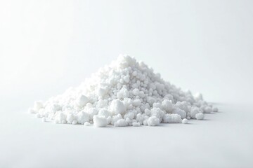Fine white sugar crystals on white background, ingredient, sparkle, sweetner