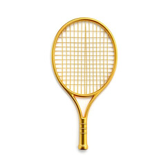 Tennis racket gold metal icon on white background. Generative AI