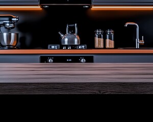 Modern Kitchen Countertop for Empty Space.