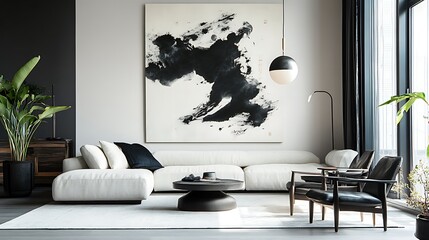 Modern apartment living room interior.