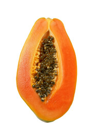 Ripe papaya cut in half