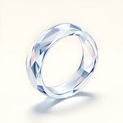 3D Abstract Crystal Ring It showcases a sleek, faceted, transparent ring with vibrant light reflections against a soft, minimalistic background