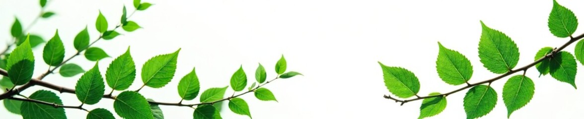 Leafy branches with greenery isolated on white background, vegetation, forest, botanical