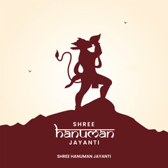 Creative illustration of Hanuman Jayanti, celebrates the birth of Lord Sri Hanuman with "Shree Hanuman Jayanti" Hindi text