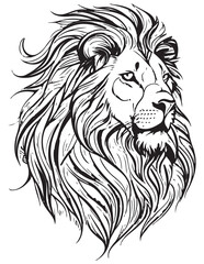 Fototapeta premium Lion Line Art Black Line Art Lion Illustration Minimalist Wild Animal Drawing Design