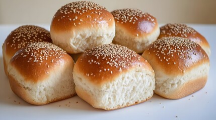 Delicious Sesame Seed Buns, Golden Brown Baked Bread, Closeup Photography of Freshly Baked Bread Rolls
