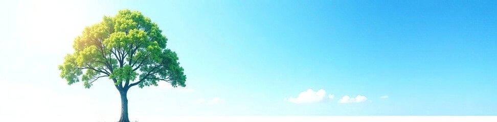 Obraz premium Isolated tree against a bright blue sky on white background, Solitude, Tree, Forest