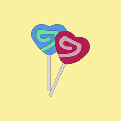 Love swirl lollipop snack vector illustration. Sweet treat for kids