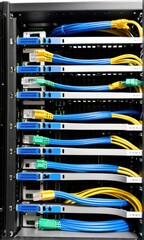 Organized Fiber Optic Cables in a Data Center Server Rack