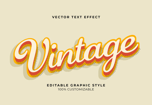 Beige Retro Halftone Script Vintage Classic Text Effect