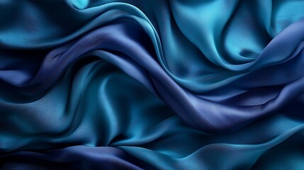 Fototapeta premium Deep shades of indigo and emerald flowing like silk, creating a mysterious and luxurious abstract background 