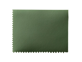 Green Textured Fabric Sample with Zigzag Edges on White Background for Interior Design