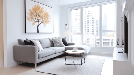 Modern, bright living room with comfortable sectional sofa