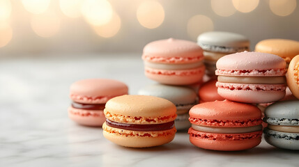 Obraz premium Colorful macarons on marble