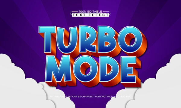 turbo mode editable text effect with a gaming and children text style