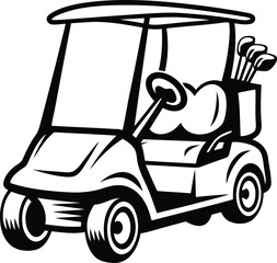Fototapeta premium Golf cart stylish silhouette vector illustration, Golf cart vector design, Golf cart line art vector illustration