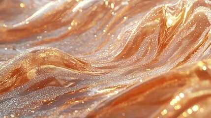 Golden liquid waves abstract background
